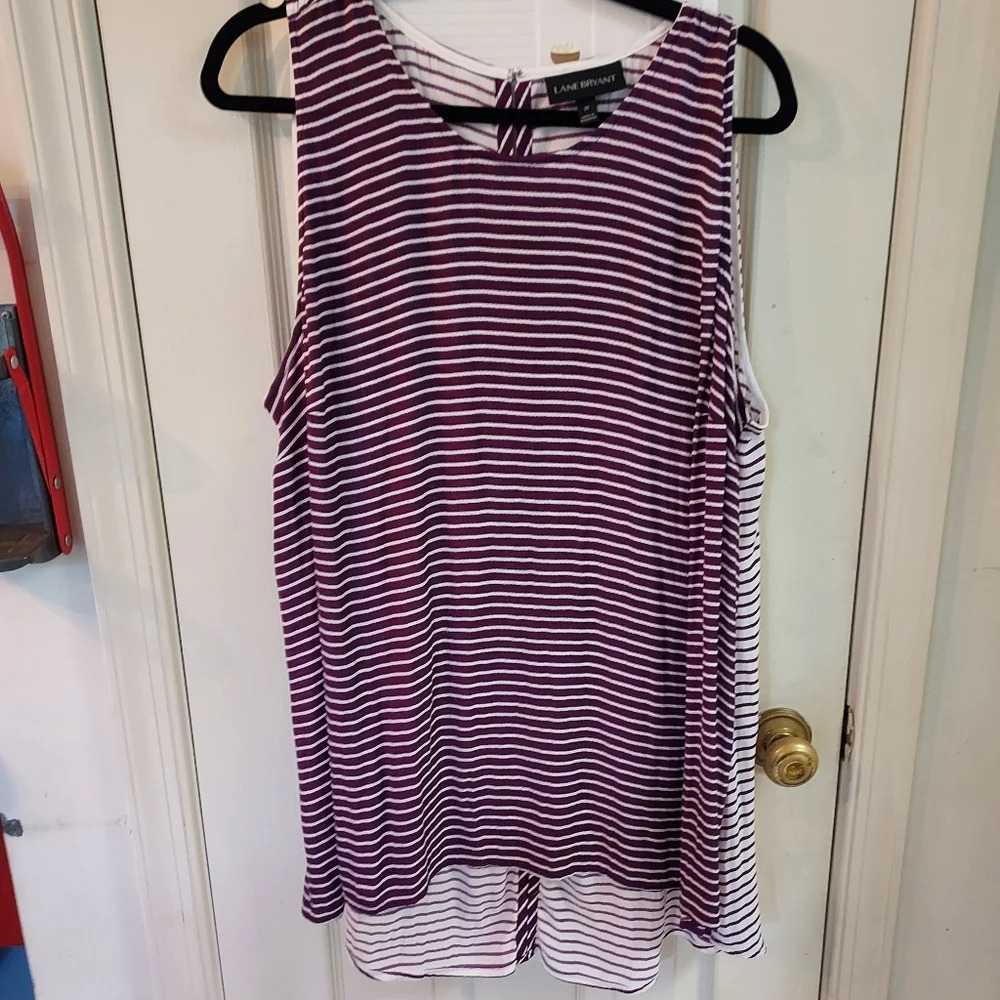Lane Bryant Purple Striped Sleeveless Tunic in Size 20